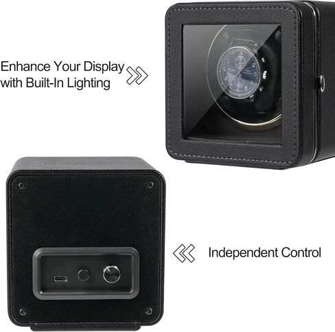 ملفاف ساعة أوتوماتيكي من كالاوين، ملفاف ساعة جلدي فردي مع محرك ياباني هادئ، 4 أوضاع دوران مع ضوء LED هدية باللون الأخضر in Kuwait