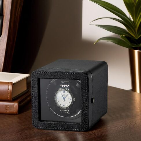 ملفاف ساعة أوتوماتيكي من كالاوين، ملفاف ساعة جلدي فردي مع محرك ياباني هادئ، 4 أوضاع دوران مع ضوء LED هدية باللون الأخضر in Kuwait