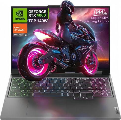 Lenovo 2023 Portable Legion Slim 5 Gaming Laptop, AMD Ryzen 5 7640HS, NVIDIA GeForce RTX 4060(TGP 140W), 16" WUXGA (1920 x 1200) Screen, Win 11 Home, with HDMI Cable (32GB RAM | 2TB PCIe SSD), Gray in Saudi Arabia