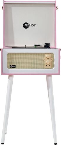 3-Speed Bluetooth Record Player Retro Turntable with Built-in Speakers Rocket Moving Magnet Cartridges and Removable Legs (Orange) in Kuwait