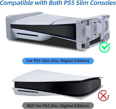 حامل Mcbazel 2 في 1 أفقي وعمودي لوحدة تحكم PS5 Slim فقط، حامل أساسي مع سماعة رأس وخطاف تحكم لجهاز PlayStation 5 Slim فقط - أبيض in Kuwait