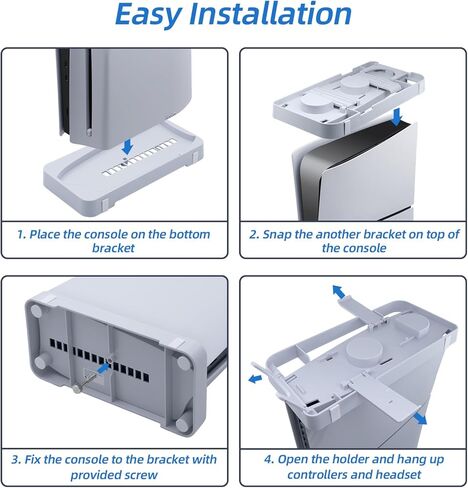 حامل Mcbazel 2 في 1 أفقي وعمودي لوحدة تحكم PS5 Slim فقط، حامل أساسي مع سماعة رأس وخطاف تحكم لجهاز PlayStation 5 Slim فقط - أبيض in Kuwait