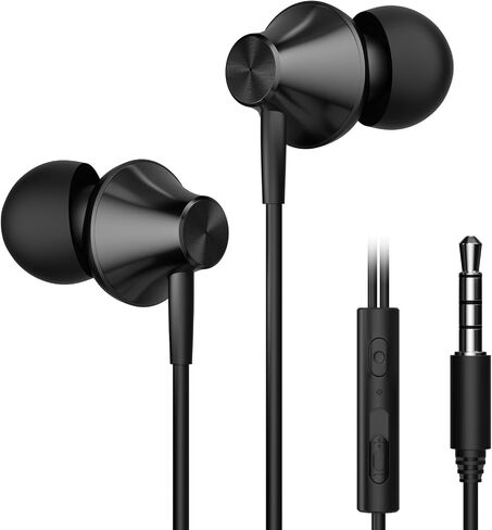 VIKEN Wired Earbuds with Microphone,In-Ear Headphones Heavy Bass Headset with Volume Controller, Noise Isolating Ear Buds Tips(S/M/L),Earphones Wired for Phones iPod iPad MP3 Fits All 3.5mm Jack-Black in Saudi Arabia