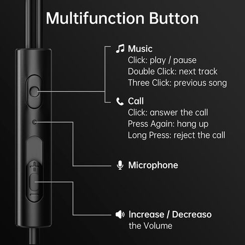 VIKEN Wired Earbuds with Microphone,In-Ear Headphones Heavy Bass Headset with Volume Controller, Noise Isolating Ear Buds Tips(S/M/L),Earphones Wired for Phones iPod iPad MP3 Fits All 3.5mm Jack-Black in Saudi Arabia