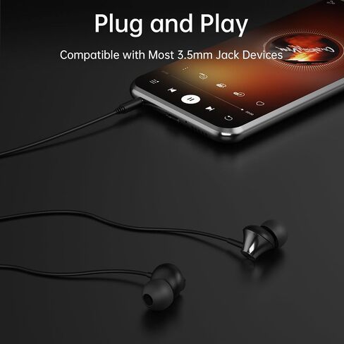 VIKEN Wired Earbuds with Microphone,In-Ear Headphones Heavy Bass Headset with Volume Controller, Noise Isolating Ear Buds Tips(S/M/L),Earphones Wired for Phones iPod iPad MP3 Fits All 3.5mm Jack-Black in Saudi Arabia