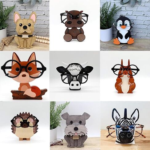 Wooden Animal Eyeglass Holder Display Stand Creative Cute Animal Glasses Holder Handmade Creative Sunglasses Display (Honeybee) in Saudi Arabia