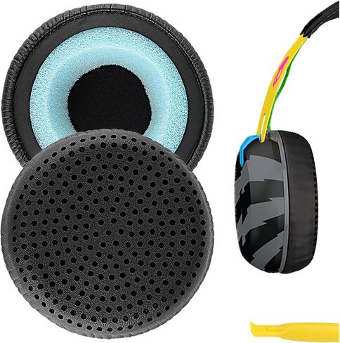وسائد أذن بديلة من Geekria QuickFit لسماعات الرأس Skullcandy Grind اللاسلكية بتقنية البلوتوث، وسائد أذن لسماعات الرأس، وقطع إصلاح غطاء أكواب الأذن (أسود) in Saudi Arabia