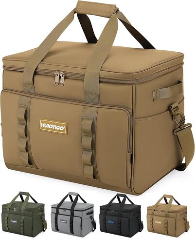 حقيبة تبريد كبيرة قابلة للطي ذات جوانب ناعمة سعة 38 لتر، صندوق ثلج ناعم ومحمول معزول للسفر والتخييم والشاطئ والبقالة باللون الرمادي in Kuwait