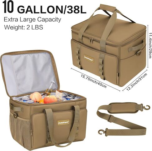 حقيبة تبريد كبيرة قابلة للطي ذات جوانب ناعمة سعة 38 لتر، صندوق ثلج ناعم ومحمول معزول للسفر والتخييم والشاطئ والبقالة باللون الرمادي in Kuwait