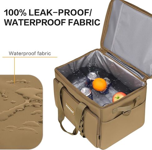 حقيبة تبريد كبيرة قابلة للطي ذات جوانب ناعمة سعة 38 لتر، صندوق ثلج ناعم ومحمول معزول للسفر والتخييم والشاطئ والبقالة باللون الرمادي in Kuwait