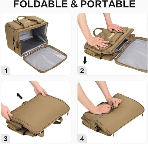 حقيبة تبريد كبيرة قابلة للطي ذات جوانب ناعمة سعة 38 لتر، صندوق ثلج ناعم ومحمول معزول للسفر والتخييم والشاطئ والبقالة باللون الرمادي in Kuwait