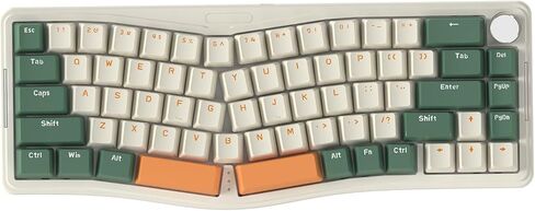 AKS068 65% لوحة مفاتيح ميكانيكية لاسلكية للألعاب مع كابل ملفوف، 68 مفتاحًا بتصميم Alice BT5.0/2.4G/لوحة مفاتيح ميكانيكية سلكية، RGB قابل للتبديل السريع عبر VIA/QMK حامل حشية بمقبض قابل للبرمجة لـ Win/Mac (أخضر) in Kuwait