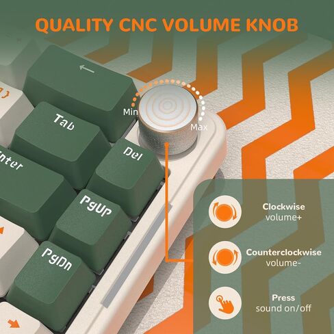 AKS068 65% لوحة مفاتيح ميكانيكية لاسلكية للألعاب مع كابل ملفوف، 68 مفتاحًا بتصميم Alice BT5.0/2.4G/لوحة مفاتيح ميكانيكية سلكية، RGB قابل للتبديل السريع عبر VIA/QMK حامل حشية بمقبض قابل للبرمجة لـ Win/Mac (أخضر) in Kuwait