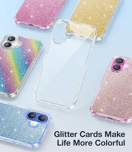 Meifigno Designed for iPhone 16 Pro Max Case, with 2X HD Screen Protectors+ 1X Lens Protector+ 5X Glitter Cards, [Anti-Yellow][Military Grade Protection], Case Designed for iPhone 16 Pro Max, Clear in Saudi Arabia