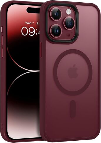 حافظة BENTOBEN لهاتف iPhone 15 Pro Max، حافظة iPhone 15 Pro Max المغناطيسية [متوافقة مع MagSafe]، حافظة واقية شفافة غير لامعة مقاومة للصدمات للنساء والرجال لهاتف iPhone 15 Pro Max 6.7 بوصة، أحمر نبيذي in Kuwait