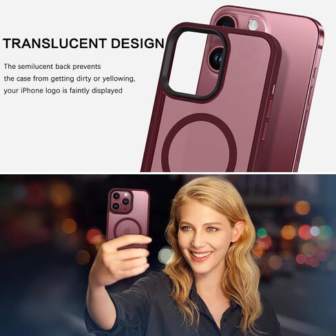 حافظة BENTOBEN لهاتف iPhone 15 Pro Max، حافظة iPhone 15 Pro Max المغناطيسية [متوافقة مع MagSafe]، حافظة واقية شفافة غير لامعة مقاومة للصدمات للنساء والرجال لهاتف iPhone 15 Pro Max 6.7 بوصة، أحمر نبيذي in Kuwait