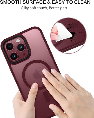 حافظة BENTOBEN لهاتف iPhone 15 Pro Max، حافظة iPhone 15 Pro Max المغناطيسية [متوافقة مع MagSafe]، حافظة واقية شفافة غير لامعة مقاومة للصدمات للنساء والرجال لهاتف iPhone 15 Pro Max 6.7 بوصة، أحمر نبيذي in Kuwait