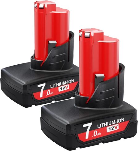 Replacement for Milwaukee M12 Battery 2 Pack 7000mAh 12V Upgraded M12 Milwaukee Battery XC 48-11-2410 48-11-2420 48-11-2411 48-11-2401 48-11-2402 Cordlees Power Tools in Kuwait