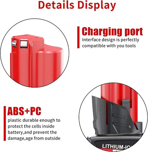 Replacement for Milwaukee M12 Battery 2 Pack 7000mAh 12V Upgraded M12 Milwaukee Battery XC 48-11-2410 48-11-2420 48-11-2411 48-11-2401 48-11-2402 Cordlees Power Tools in Kuwait
