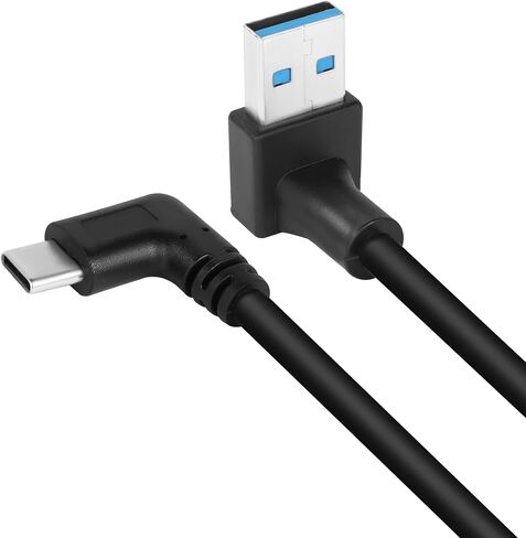 كابل USB من النوع C من GELRHONR 90 درجة، زاوية لأعلى لأسفل 18 وات شحن سريع من USB A إلى USB C (أسود لأسفل -0.25 متر) in Kuwait