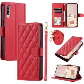 Wallet Case for Samsung Galaxy A70 with Wrist Strap, Shoulder Strap, Multiple Card Slots Folio Purse, Luxury PU Leather Stand Accessories Cell Phone Cover for A70S A 70 70A S70 Women Men Black