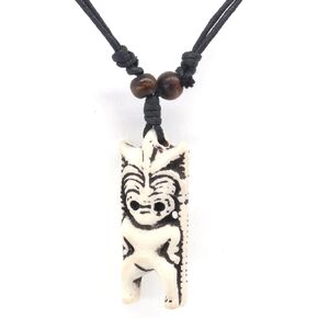 Hawaiian Tiki Pendant Necklace for Men Women -Polynesian Tribal Surfer Beach Jewelry