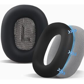واقي غطاء وسائد الأذن من السيليكون من GVOEARS لسماعات AirPods Max وسائد الأذن. أغطية لأغطية الأذن، مقاومة للعرق، سهلة التنظيف (أسود سيليكون)