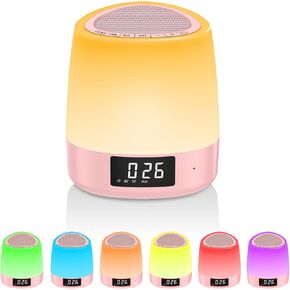 White Noise Sound Machine with 34 Sleep Sounds 8 Colors Night Light, Battery Powered Integrated Alarm Clock Bluetooth Function Sleep Timer, White Noise Machine for Sleeping Adults Baby Pink