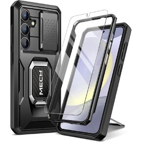 حافظة TONGATE لهاتف Samsung Galaxy S24 Plus، مع واقي شاشة من الزجاج المقوى، حماية كاملة للجسم من الدرجة العسكرية مقاومة للصدمات S24+ Plus مع غطاء كاميرا منزلق ومسند حلقي، أسود in Kuwait