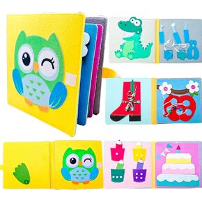 Montessori Quiet Book for Kids 1-3: Felt Busy Book for Toddlers, Ideal Toys for Car Rides - Carry on Travel Quiet Activity Book with Soft Fabric Material (Yellow owl)