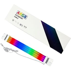 PC argb Extension Cable 30cm Length,2x8pin GPU Cable Addressable for Computer Gaming Case,GPU Cable ARGB,Silver PSU Extensions wire White Argb,2 * 8pin PCIE 5V 3Pin Synchronized (2x8pin)