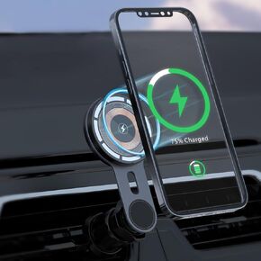 15W Car Mount Charger,Magnetic Phone Holder for Car,Universal Car Wireless Charger Installed in Vent,Compatible with iPhone 15 14 13 12 Pro Max Plus