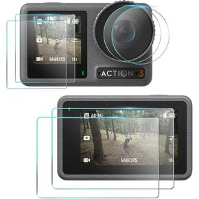 Osmo Action 3 Screen Protector for DJI Osmo Action 3 Accessories, 9H Tempered Glass Film Screen Cover Protector + Lens Protector for DJI Action 3 Dual-Screen[6 Pcs]