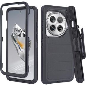 Case for OnePlus 12 [Hinge Protection] Shockproof Dual Layer Rugged Protective Case Belt Clip with Holster & Kickstand (Pro Black)