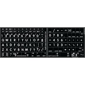 Mac English Large Lettering Keyboard Sticker Laminated Non-Transparent White!
