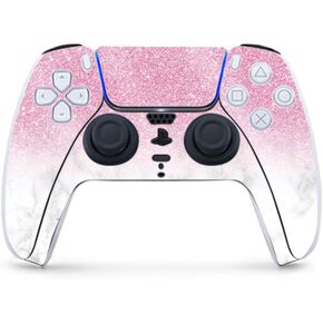 MightySkins Glossy Glitter Gaming Skin for PS5 / Playstation 5 Controller - Wood and Marble | Durable High-Gloss Glitter Finish | Easy to Apply and Change Style | Made in The USA
