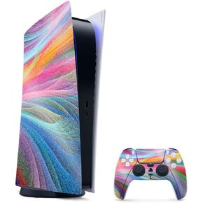 MightySkins Glossy Glitter Gaming Skin for PS5 / Playstation 5 Bundle - Color Bugs | Durable High-Gloss Glitter Finish | Easy to Apply and Change Style | Made in The USA