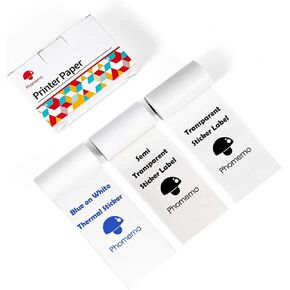 Memoqueen Adhesive Transparent Thermal Labels, Black on Clear Sticker Paper, Compatible for Phomemo T02/M02/M02 Pro/M02S/M03/M04S Pocket Bluetooth Thermal Printer, 50mm x 3.5m, 3 Rolls