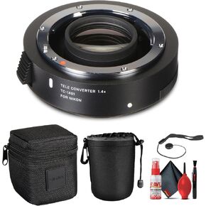 Sigma TC-1401 1.4X Teleconverter for Nikon F (879306) Bundle: Lens Pouch, Soft Carrying Case, Full Cleaning Kit, Lens Cap Keeper