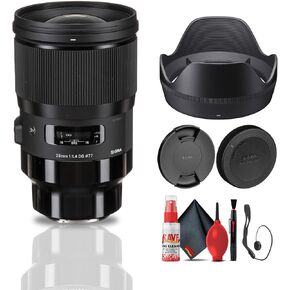 Sigma 28mm f/1.4 DG HSM Art Lens for Sony E (441965) Bundle: Lens Case, Lens Pouch, Front and Rear Lens Caps, 3-Piece Filter Kit, Full Cleaning Kit, Lens Cap Keeper