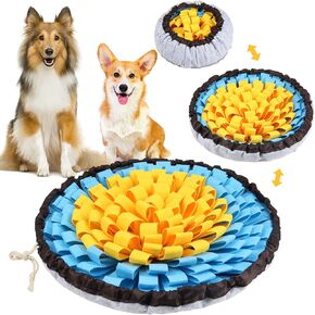 Adjustable Snuffle Mat for Dogs, Pet Sniff Mat for Interactive Games, Dog Enrichment Toys for Large Medium Small Dogs Mental Stimulation Training and Slow Eating (Rose Red&Yellow)