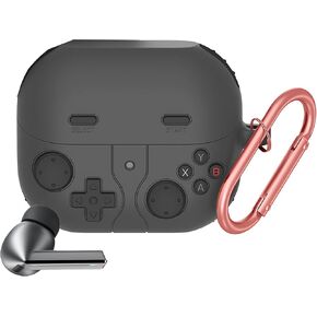 Compatible with Galaxy Buds 3 Pro Case, Lamshaw Handheld Game Console Design Case with Keychain, Durable Silicone Protective Case Compatible with Galaxy Buds 3, Buds3 Pro (Gray, Buds3/Buds3 Pro)