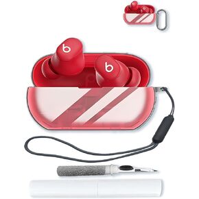Compatible with Beats Solo Buds(2024) TPU Protective Case Cover with Keychain,Cleaning Kit and Lanyard, Shockproof Cover for Beats Solo Buds Wireless Earbuds-Clear