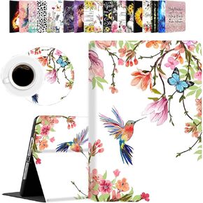 for iPad Mini Case, iPad Mini 1 2 3 4 5 Case and Coasters Set, PU Leather Folio Case Smart Cover with Stand & Auto Wake Sleep for iPad 5/4/3/2/1 - Hummingbird