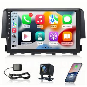 Car Stereo Radio for Honda Civic 2016-2021 : 5G WiFi 4 Core 2+64G Wireless CarPlay Android 12-1080P Backup Camera 1280 * 800 9" Touchscreen - GPS Navigation Bluetooth FM DSP SWC Mirror Link 15EQ
