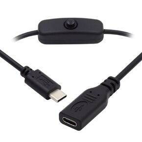 cablecc Male to Female USB Type C USB-C Cable with On Off Power Switch Button for Laptop Keyboard Raspberry Pi 4B