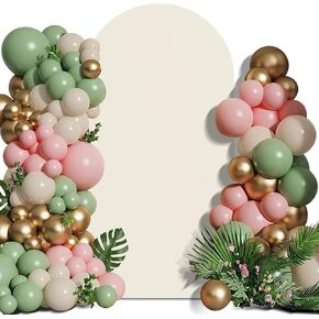 Spandex Anti Wrinkle Arch Backdrop Cover - High Elastic Fitted Arch Stand Cover Set of 3, Beige Round Top Chiara Backdrop Stand Cover for Wedding Birthday Party Halloween Decor 6Ft, 6.6Ft, 7.2Ft