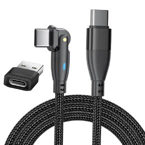 USB C to USB C Fast Charging Cable 6ft 60W with USB A Adapter, 20V3A 180° Rotating Fast Charge Cable, Nylon Braided Fast Charging Cord Type C Compatible with iPhone 16/15, MacBook, iPad, Galaxy S24