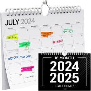 Large Wall Calendar 2024 Planner, Now to December 2024-18 Month US Planner - Yearly Goals, Holiday Planner, Zodiac Signs, Birthstones - Big Monthly Calendar - Landscape, Color