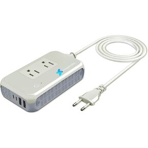 220 to 110 Voltage Converter Us to Europe 220V to 110V Converter for European Travel Plug Adapter Hair Straightener Power Converter Adapter Combo with 2 USB A and 2 USB C